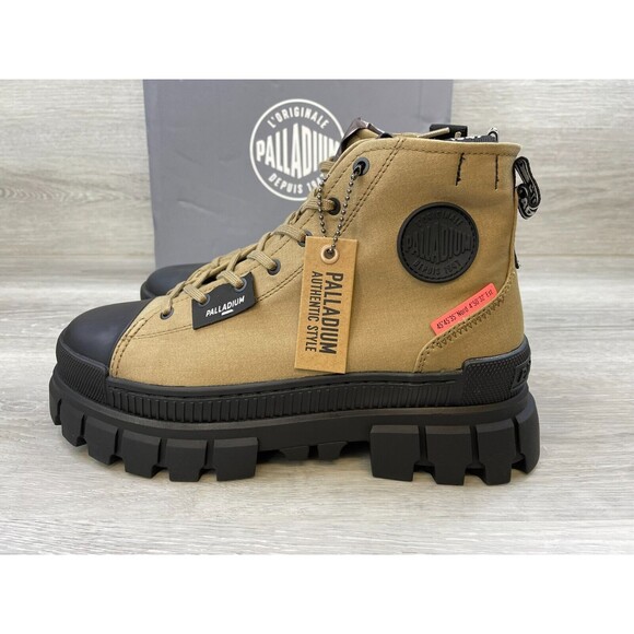 Palladium Revolt Hi TX 97242-307-M Women 10 Brown CottonCanvas Ankle Combat Boot - Picture 3 of 12